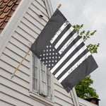 Grey And White American Flag Print House Flag