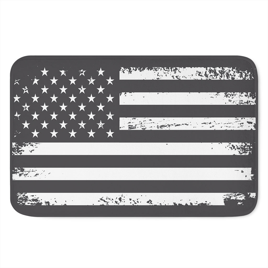 Grey And White American Flag Print Indoor Door Mat