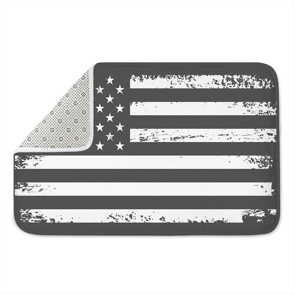 Grey And White American Flag Print Indoor Door Mat