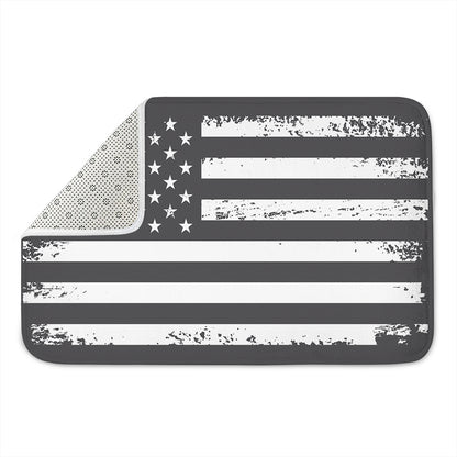 Grey And White American Flag Print Indoor Door Mat