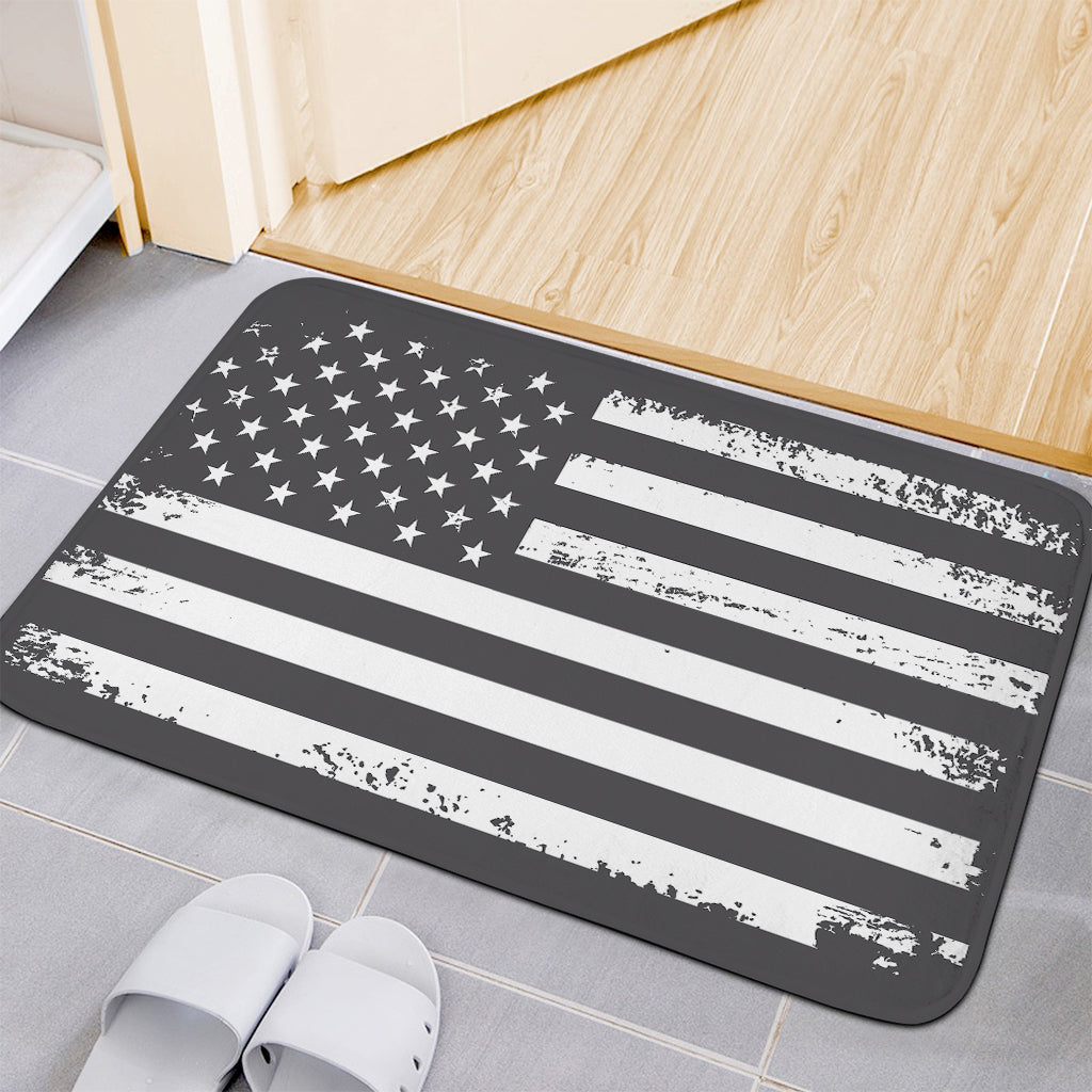 Grey And White American Flag Print Indoor Door Mat
