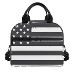 Grey And White American Flag Print Insulated Lunch Bag