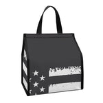 Grey And White American Flag Print Insulated Lunch Tote