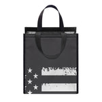 Grey And White American Flag Print Insulated Lunch Tote