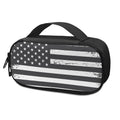 Grey And White American Flag Print Portable Cooler Travel Case