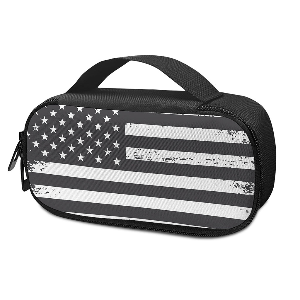 Grey And White American Flag Print Insulin Cooler Travel Case
