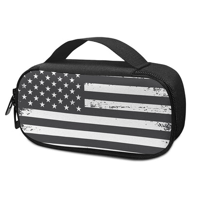 Grey And White American Flag Print Insulin Cooler Travel Case