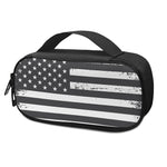 Grey And White American Flag Print Insulin Cooler Travel Case