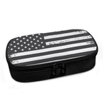 Grey And White American Flag Print Insulin Cooler Travel Case