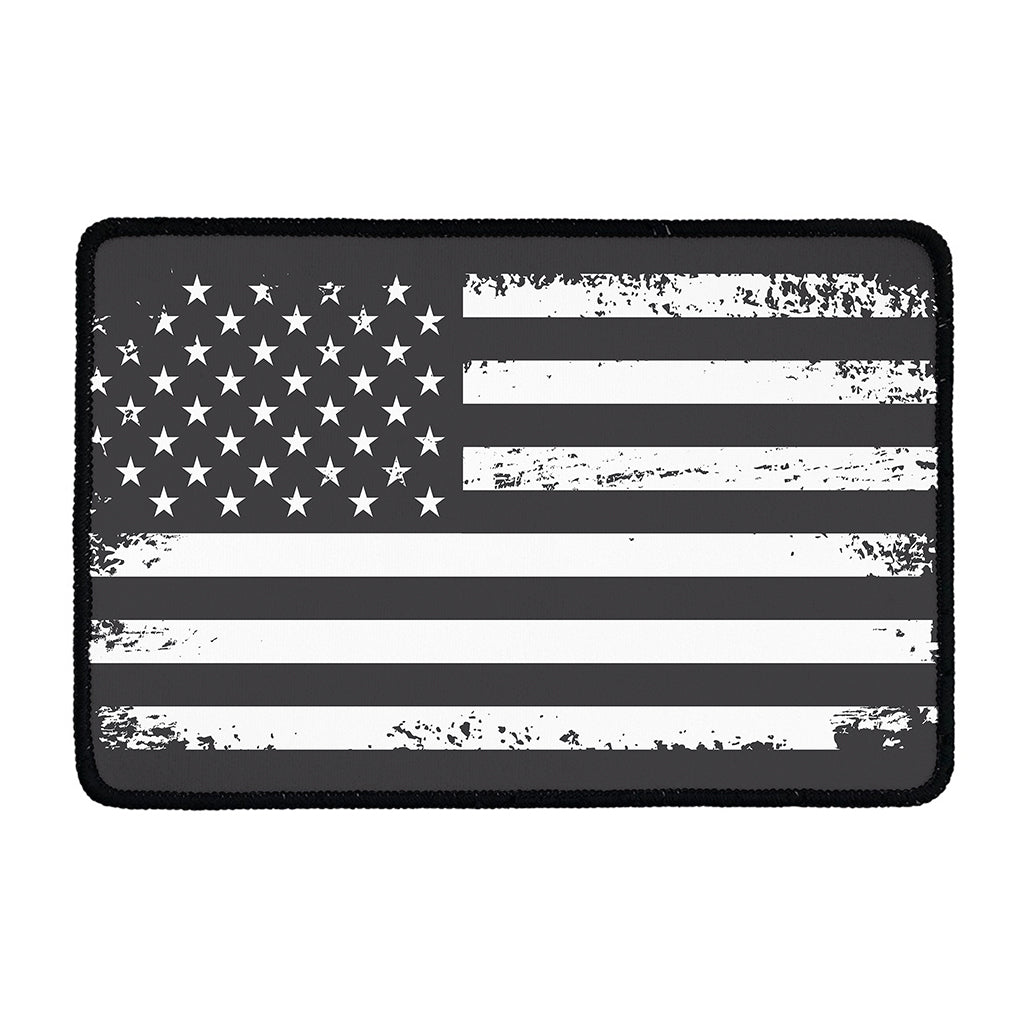 Grey And White American Flag Print Kitchen Mat