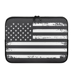 Grey And White American Flag Print Laptop Sleeve