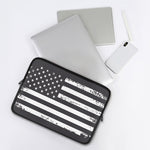 Grey And White American Flag Print Laptop Sleeve