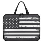 Grey And White American Flag Print Laptop Sleeve With Handle