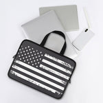 Grey And White American Flag Print Laptop Sleeve With Handle