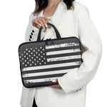 Grey And White American Flag Print Laptop Sleeve With Handle