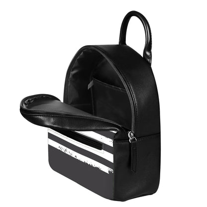 Grey And White American Flag Print Leather Backpack