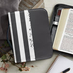 Grey And White American Flag Print Leather Bible Cover