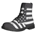 Grey And White American Flag Print Lace-Up Boots