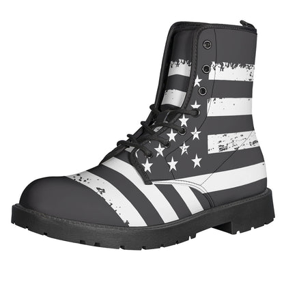 Grey And White American Flag Print Backpack