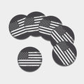 Grey And White American Flag Print Leather Coaster Set