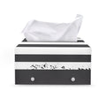 Grey And White American Flag Print Leather Tissue Box Cover