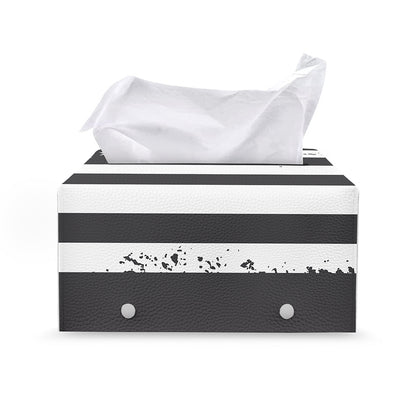 Grey And White American Flag Print Leather Tissue Box Cover
