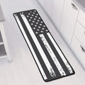 Grey And White American Flag Print Long Kitchen Mat