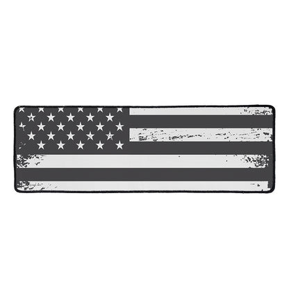 Grey And White American Flag Print Long Kitchen Mat
