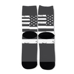 Grey And White American Flag Print Long Socks