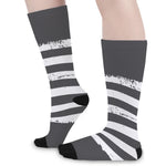 Grey And White American Flag Print Long Socks