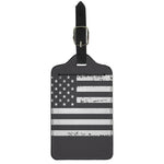 Grey And White American Flag Print Luggage Tag