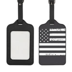 Grey And White American Flag Print Luggage Tag