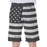 Grey And White American Flag Print Men's Beach Shorts