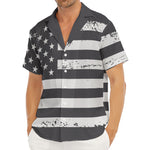 Grey And White American Flag Print Men's Deep V-Neck Shirt