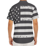 Grey And White American Flag Print Men's Deep V-Neck Shirt