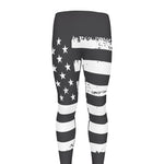 Grey And White American Flag Print Men's leggings