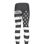 Grey And White American Flag Print Men's leggings