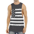 Grey And White American Flag Print Men's Muscle Tank Top