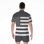 Grey And White American Flag Print Men's Rompers