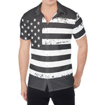 Grey And White American Flag Print Men's Shirt