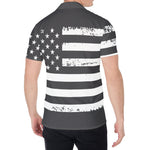 Grey And White American Flag Print Men's Shirt