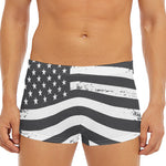Grey And White American Flag Print Men's Short Boxer Briefs