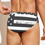 Grey And White American Flag Print Men's Swim Briefs