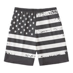 Grey And White American Flag Print Men's Swim Trunks