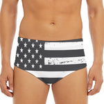 Grey And White American Flag Print Men's Triangle Swim Briefs
