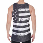 Grey And White American Flag Print Men's Velvet Tank Top