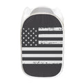 Grey And White American Flag Print Mesh Laundry Hamper
