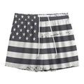 Grey And White American Flag Print Mesh Shorts