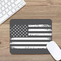 Grey And White American Flag Print Mouse Pad