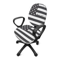 Grey And White American Flag Print Office Chair Cover